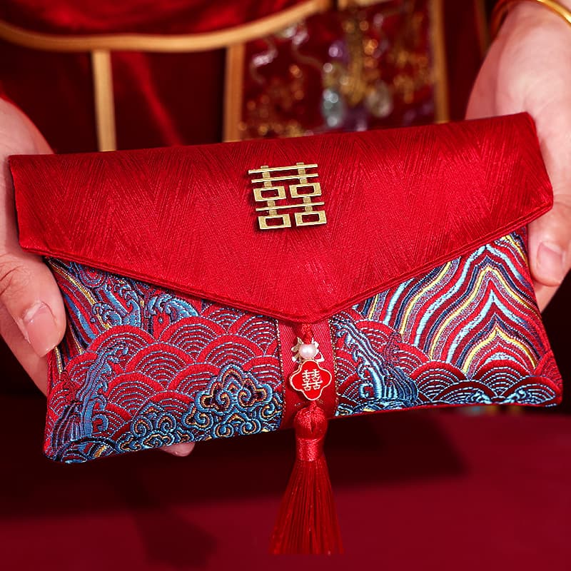 Red Envelope Wedding 2024 New Chinese Style Red Packet Name-Changing Tea Ceremony Fabric Red Packet Wedding Supplies Set