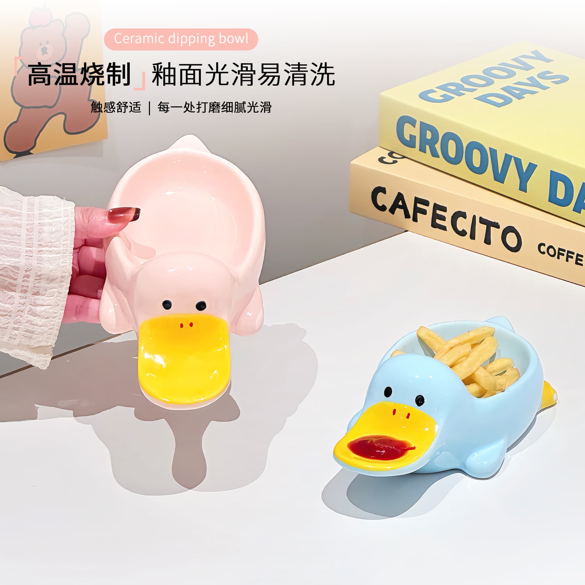 Cute platypus small dish, condiment dish, cute vinegar dipping dish, ceramic condiment dish, children's fries dish, snack dish