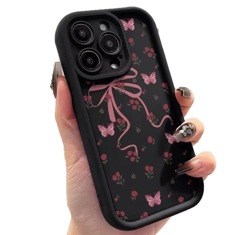 Floral Butterfly Phone Case for Apple 17 Pro Max, Japanese Korean INS Style iPhone 16/15/14, European American 13/