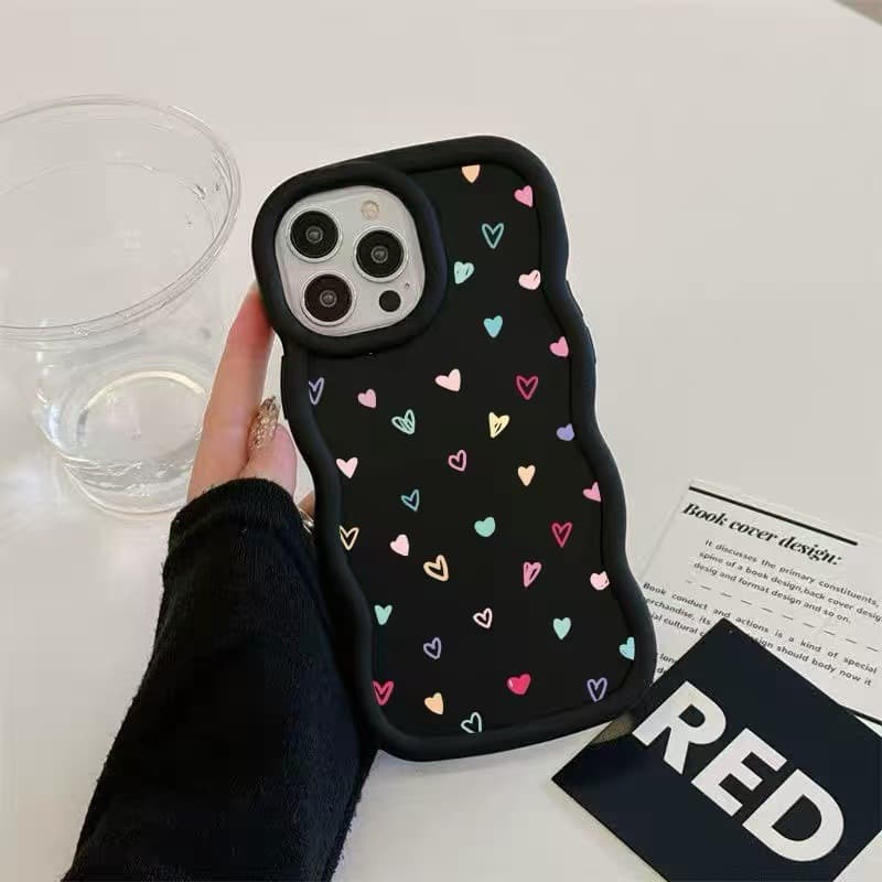 Compatible with iPhone 17 case, skin-feel wavy curved edge, iPhone 16 Pro Max solid color slim waist 15 for women
