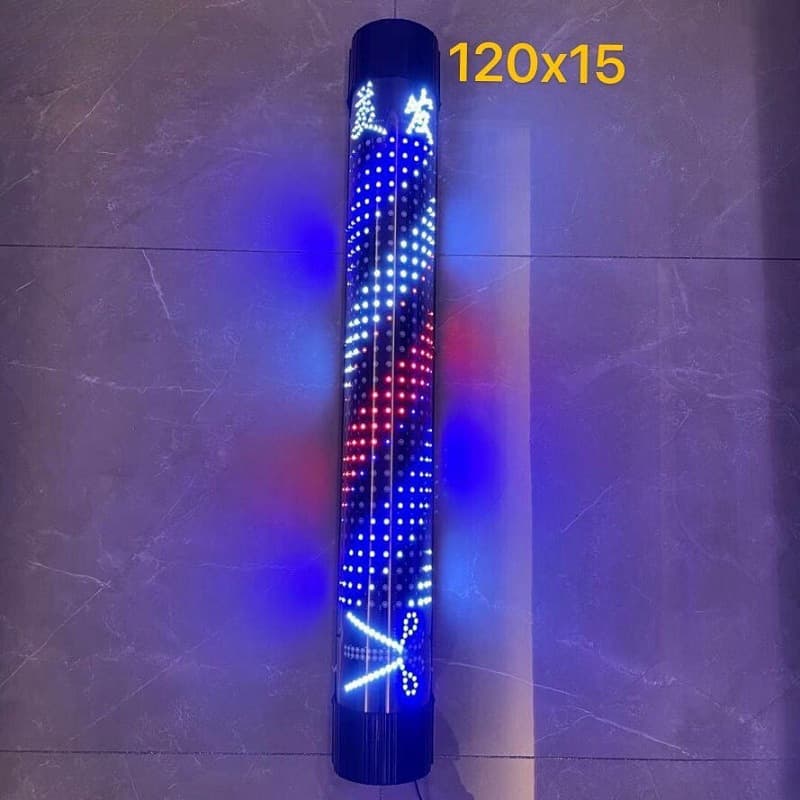 Hair Salon Rotating Light with D-LED Beads, Waterproof Outdoor Wall-Mounted Salon Sign Light, Semi-Circular Plastic Wall-Mounted Barber Shop Light Box