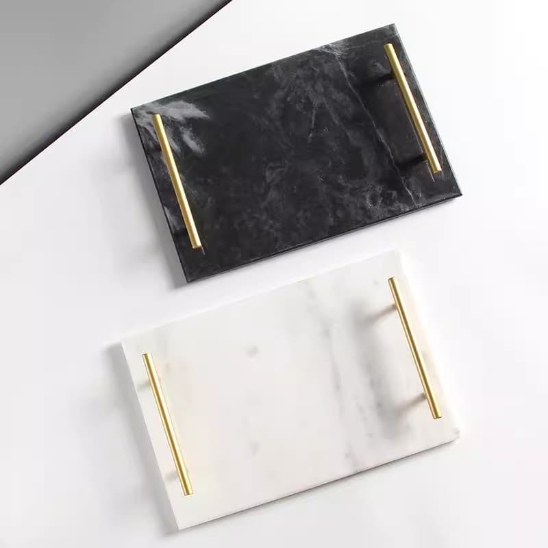 Nordic-style faux marble tray, jewelry tray, dessert tray, bathroom storage, aromatherapy tray, home decoration ornament