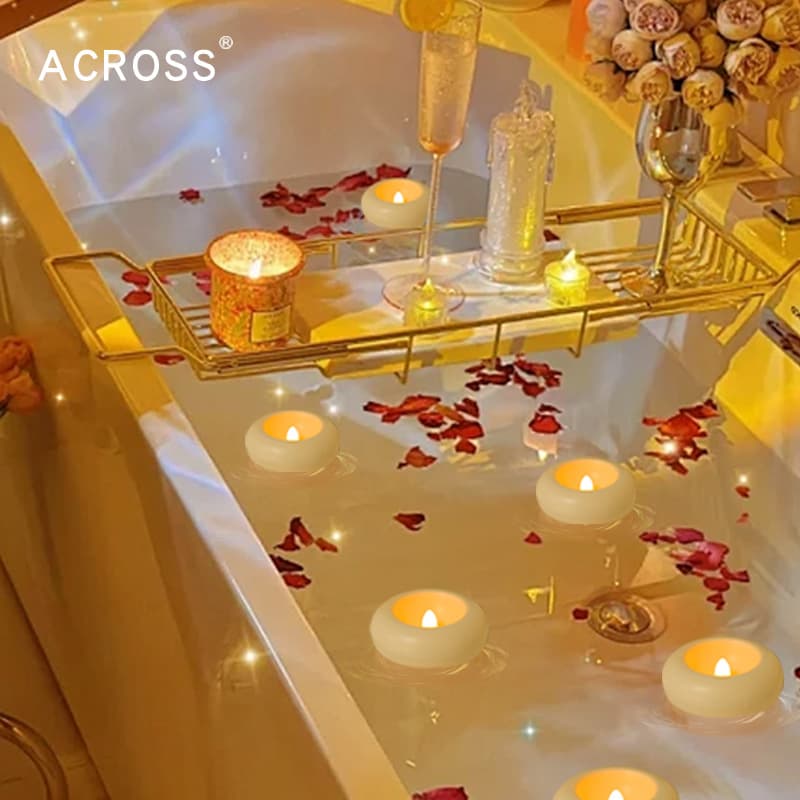 Floating Waterproof Flameless Floating LED Candle Lights, Flickering Romantic Wedding Decoration, Pool Lights, Lights Up on Water Contact