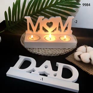 Mother's Day MOM DAD Letter Insert Decorative Ornament Candle Holder Plaster Mold DIY Silicone Mold 9984