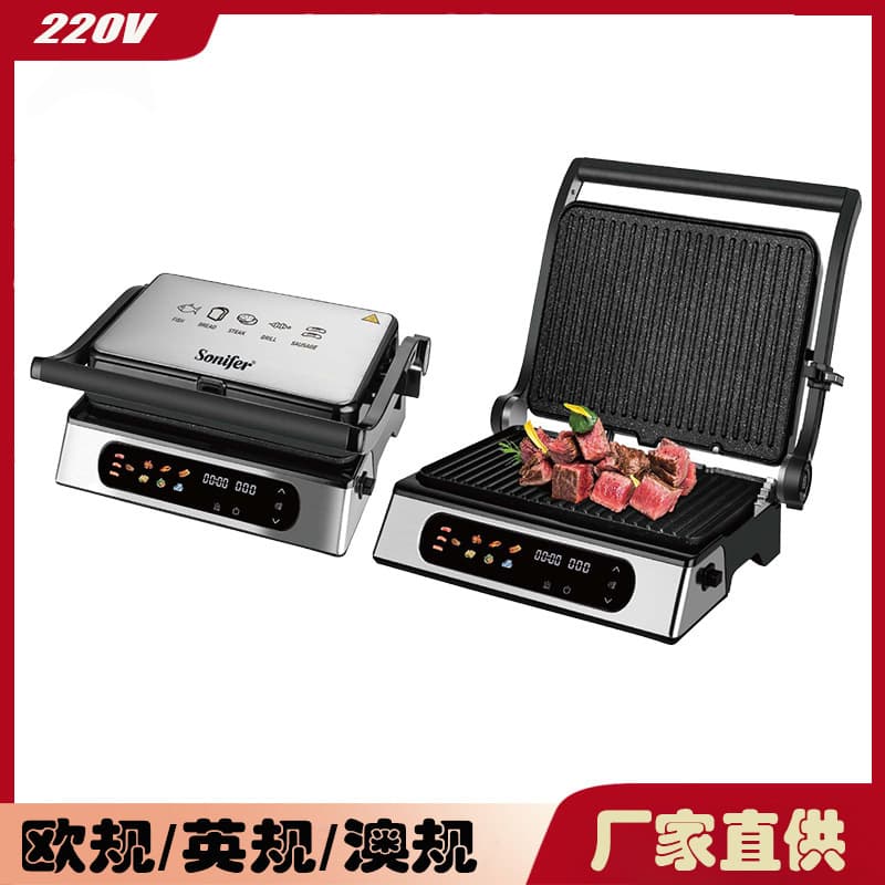 Cross-border EU Standard Home Grill Machine, Portable Non-Stick Electric Grill, Touch Screen Griddle, Steak Maker