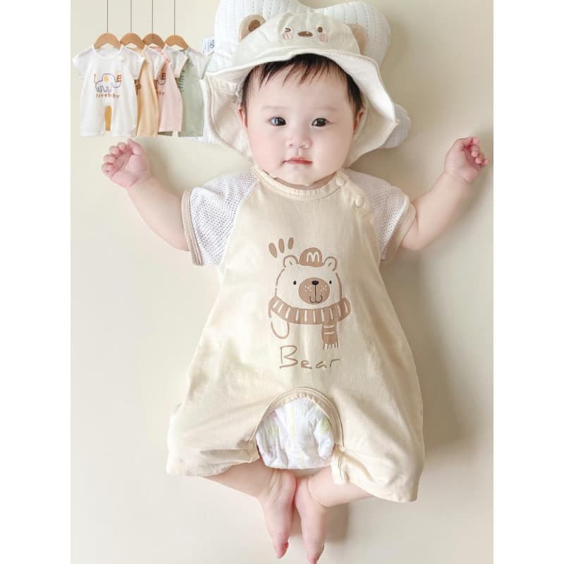 Summer Baby Romper Cotton Open Crotch Bodysuit for Boys and Girls Cartoon Cute Short Sleeve Outfit