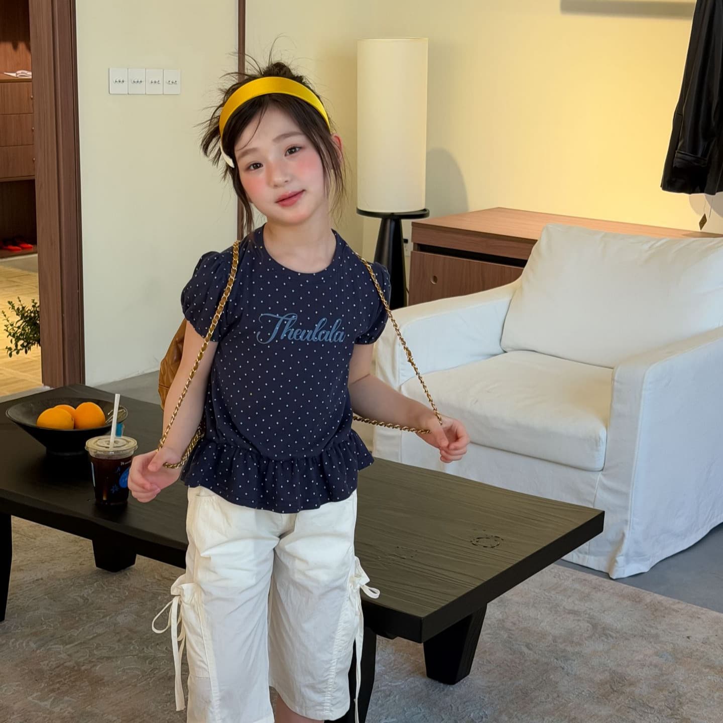 Hua Yu Xun Girls Short Sleeve 2026 Summer New Korean Polka Dot Puff Sleeve T-Shirt Sweet Style Top