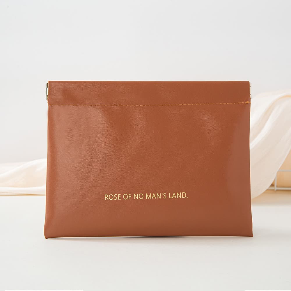 Self-Closing Cosmetic Storage Bag, Travel Pocket Bag, PU Leather Lipstick Storage Pouch, In Stock