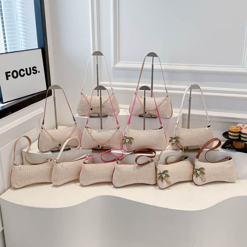Chinese Style Woven Underarm Bag for Women 2026 Summer New Trend Straw Chain Single Shoulder Bag Fashion Simple Beach Bag