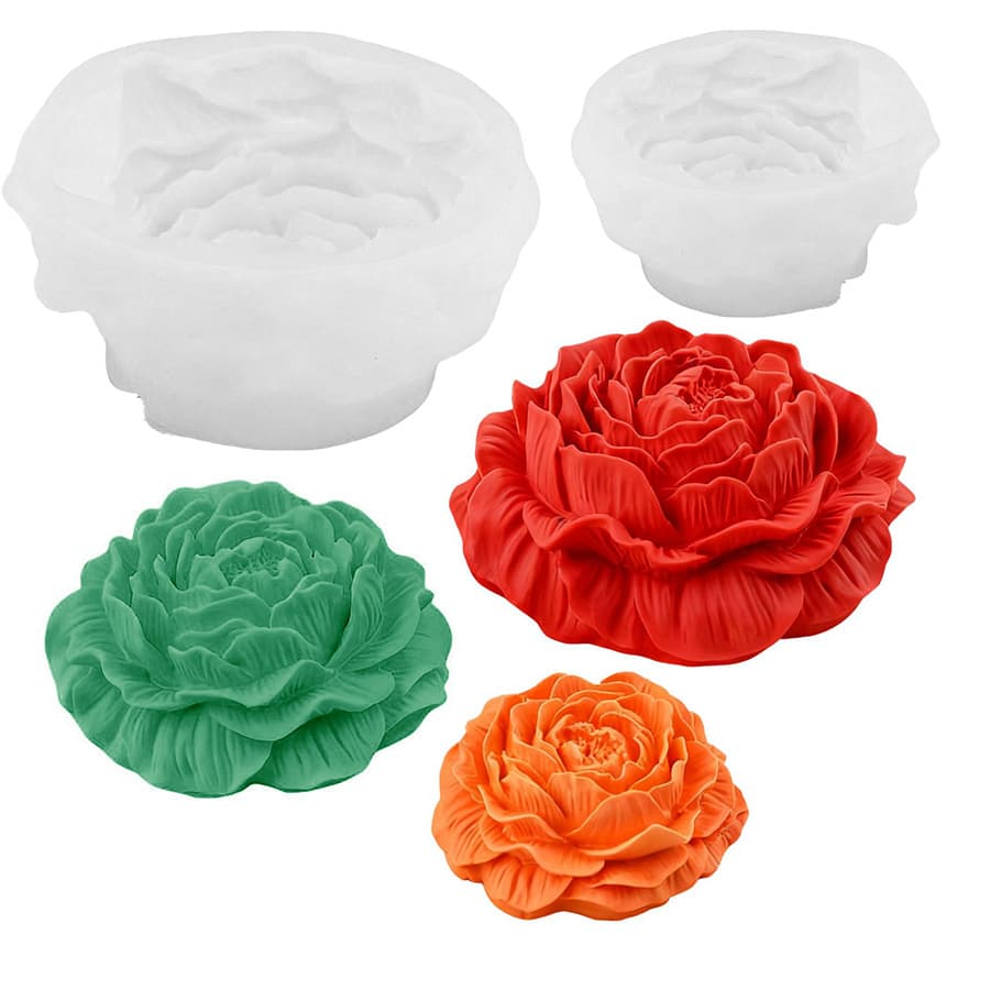 Large, medium and small three-dimensional 3D peony flower Dudan flower silicone mold candle aromatherapy cake mousse New Year dusting powder mold