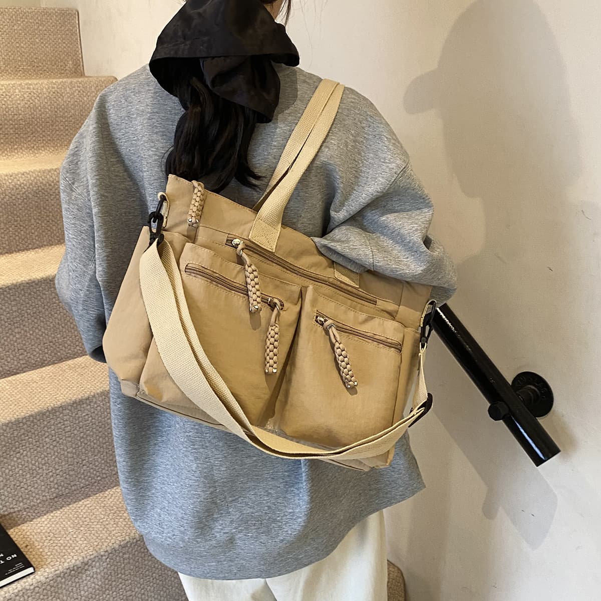Large-capacity nylon women's bag with multiple pockets, cross-border foreign trade women's bag, single shoulder crossbody bag, versatile mommy bag, handbag for women