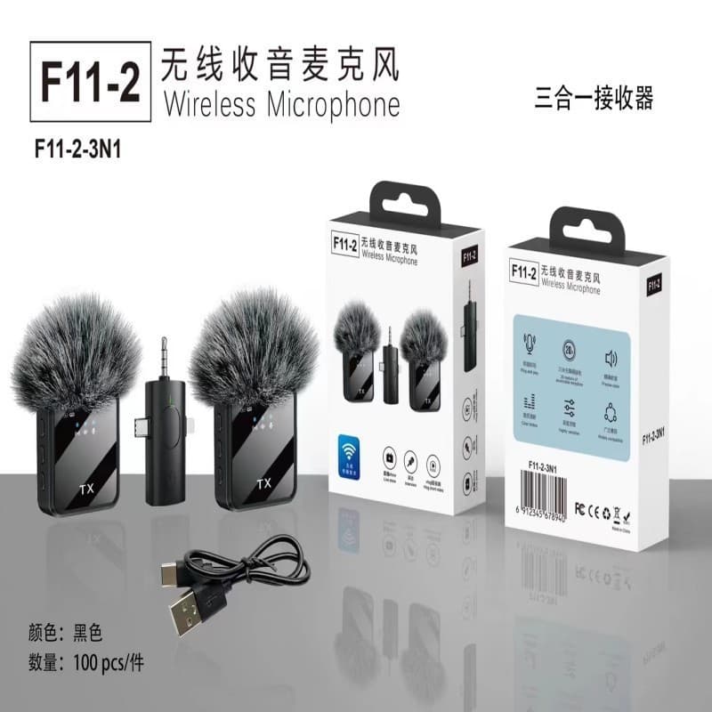 Cross-Border F11 Wireless Lavalier Microphone F16 Three-In-One Mobile Phone Live Broadcast Short Video Radio Noise Reduction Microphone F15
