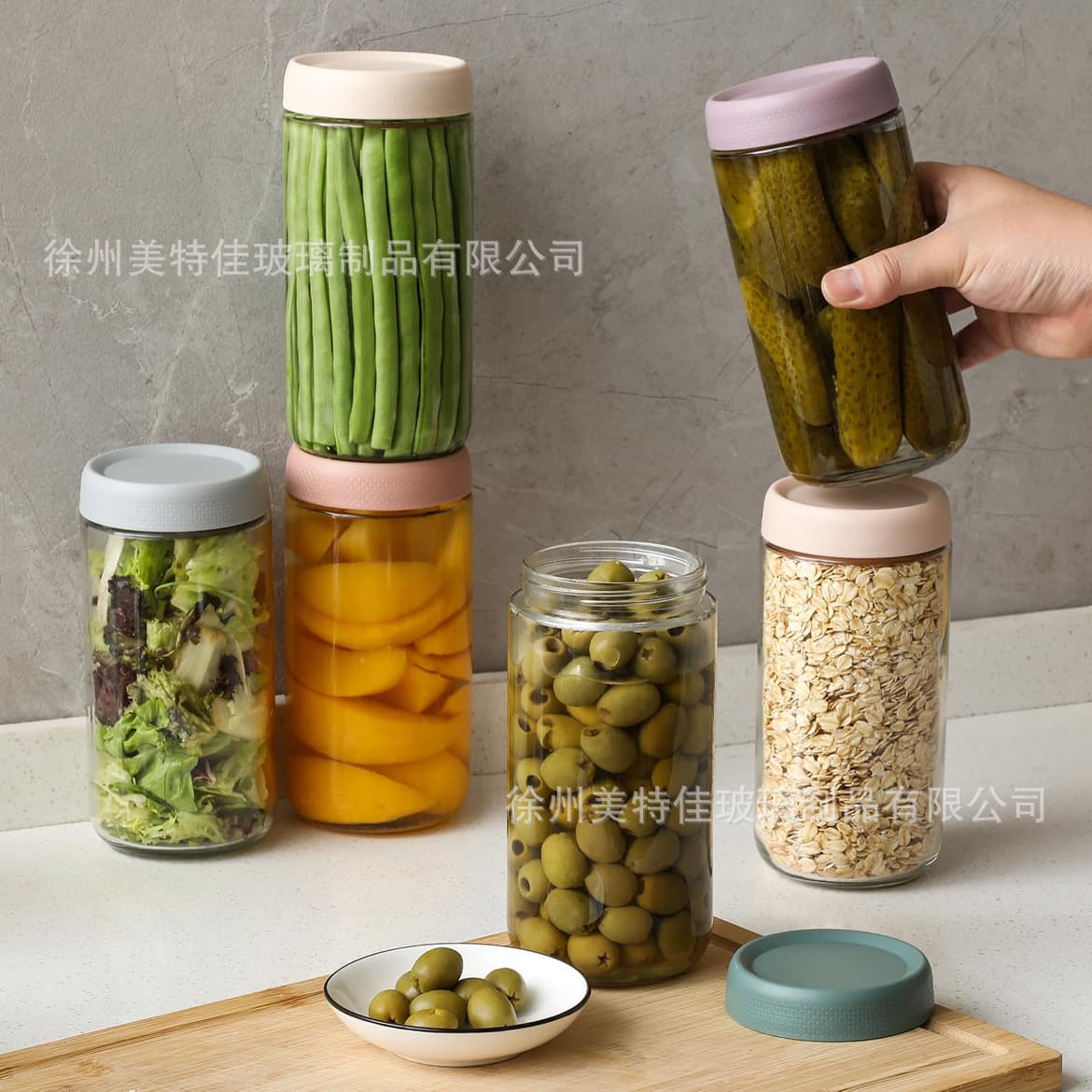 Amazon cross-border 24oz wide mouth mason cup oatmeal cup with lid sealed glass jar salad jar food storage