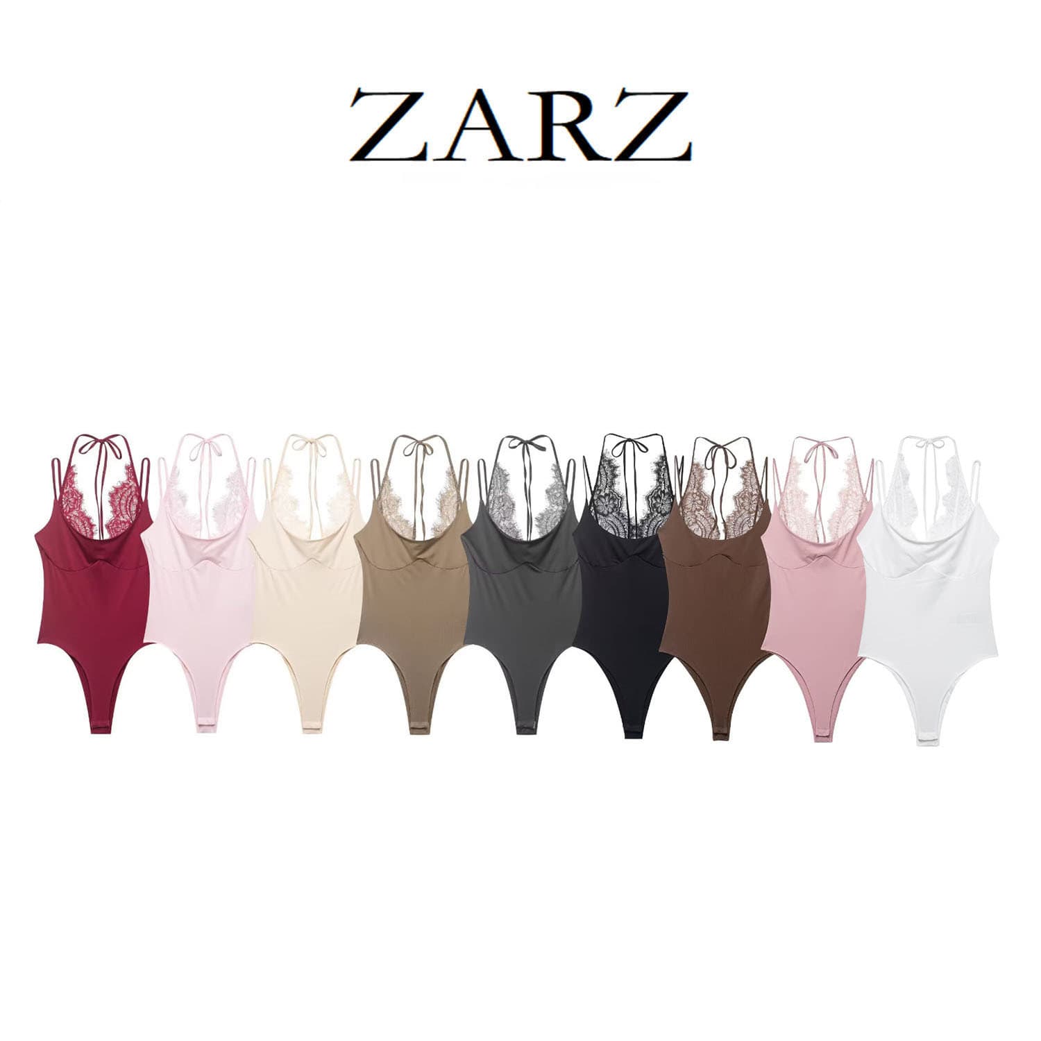 ZARZ Self-Made European-American Style New Women's Fashion Lace Patchwork Halter Neck Bodysuit 0085/310