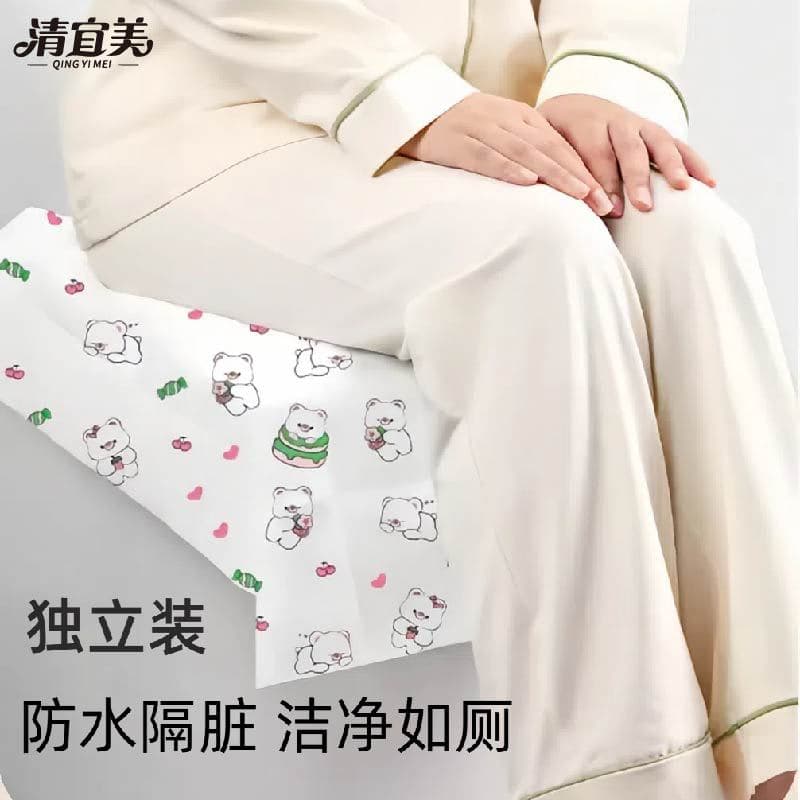 Disposable toilet seat covers for postpartum home use printed full coverage waterproof thickened adhesive toilet seat pads