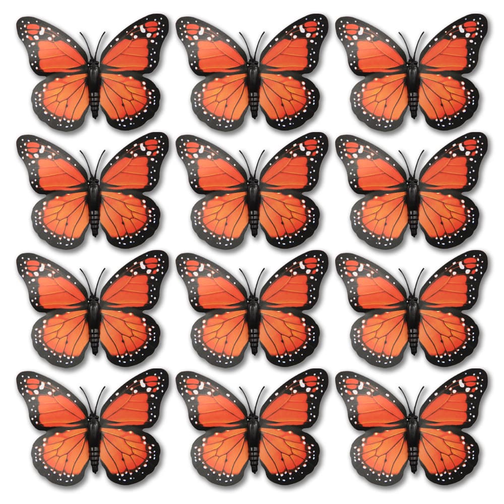 Home Decor Halloween Orange Monarch Butterfly Artificial Butterfly Monarch Wall Sticker Home Ornament 3D Butterfly