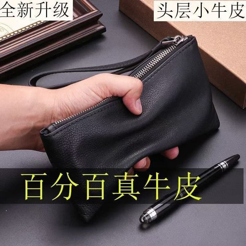 New Genuine Leather Men's Cowhide Handbag Phone Wallet Envelope Clutch Large Capacity Casual Business Bag Handbag