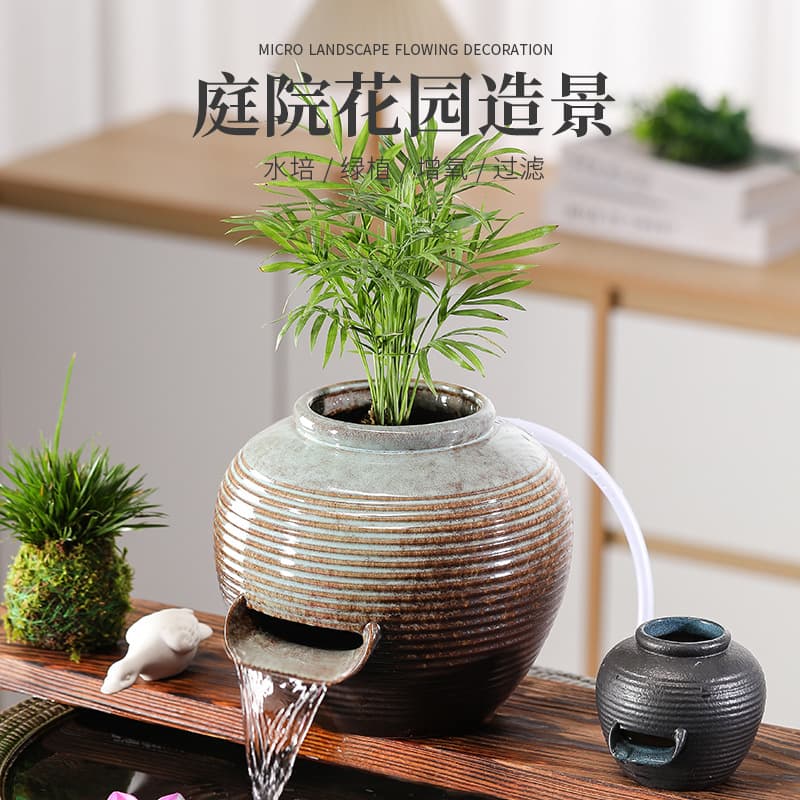 Ancient Fish Tank Waterfall Landscape Flowing Water Ceramic Pot Outdoor Garden Fish Pond Ornament