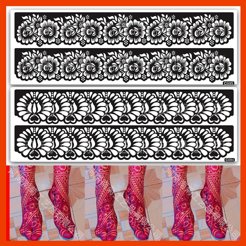 Cross-border African Henna Hollow Tattoo Stencil Large Foot Henna Stencil Temporary Tattoo Hand and Foot Flower Tattoo
