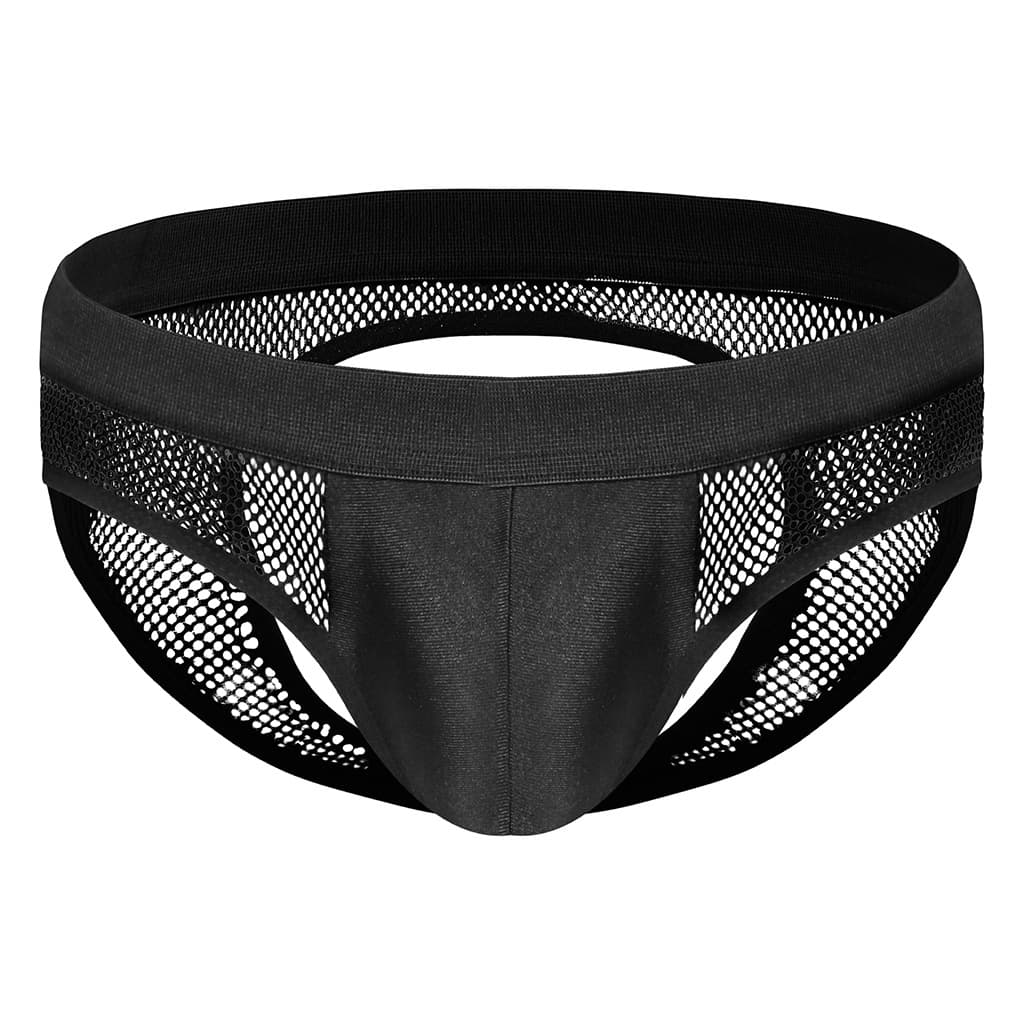 Tzy1446S Men's Low-Rise Sexy Underwear Wholesale Mesh Coarse Net Back Hole Fully Transparent Briefs