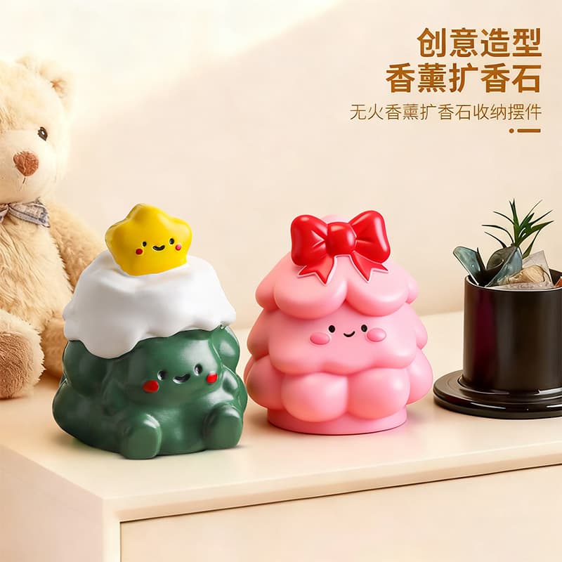 Christmas Tree Diffuser Stone Storage Jar, Home Indoor Flameless Aroma Essential Oil, Creative Atmosphere Desktop Decoration Ornament