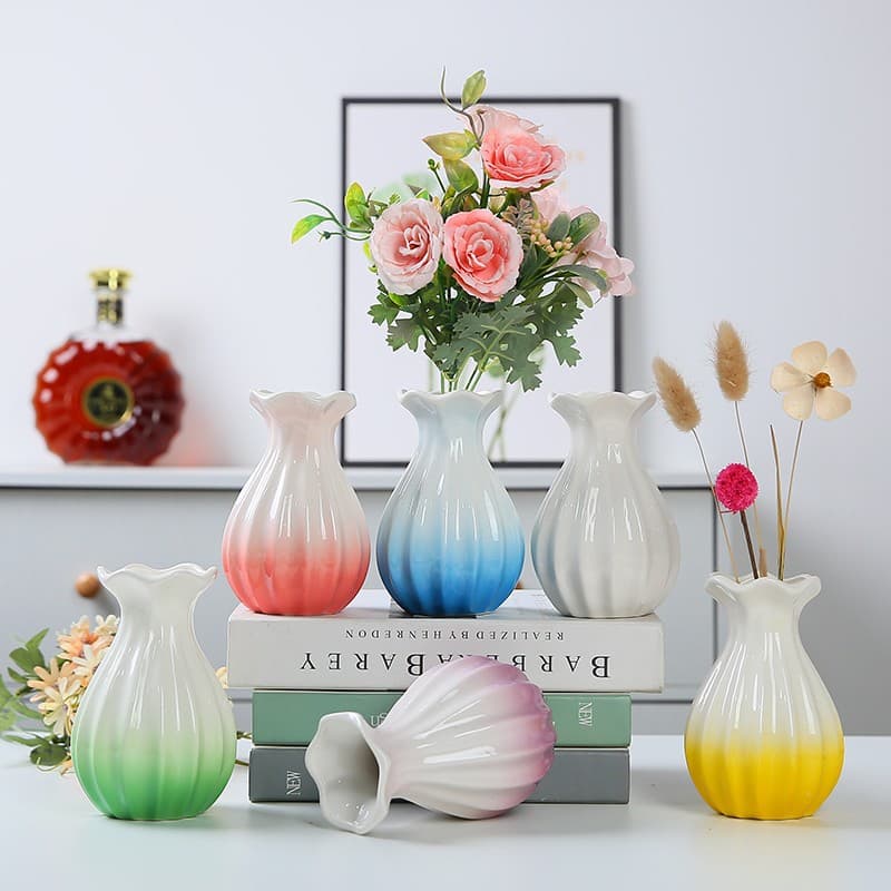 Ceramic vase for dried flowers, baby's breath, creative hydroponic pothos, lily vase decoration, living room flower arrangement, home decor