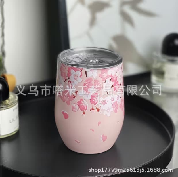Cross-border Amazon Direct Supply 304 Stainless Steel Eggshell Cup 12oz Wine Glass Insulated Hot and Cold U-shaped Large Belly Egg Cup
