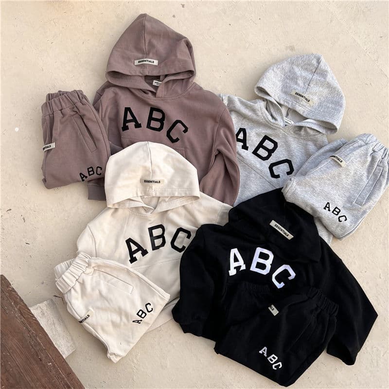 YYDS Spring Korean New Style Kids Set Boys Girls Letter Hoodie Set Baby Sweatshirt Two-Piece Trendy Outfit