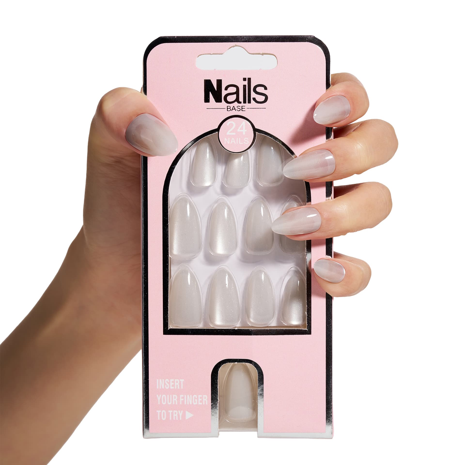 Cat Eye Wearable Nails Shiny Ice-Transparent Lychee White, Youthful Sweet Temperament, European-American Ins Style Removable Nail Tips