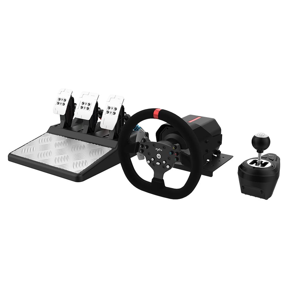 PXNV10+A3+A7 Steering Wheel, Gear Shifter, Foot Pedal, Driverless Dual Motors, Force Feedback, Dual Paddles, Multi-Platform