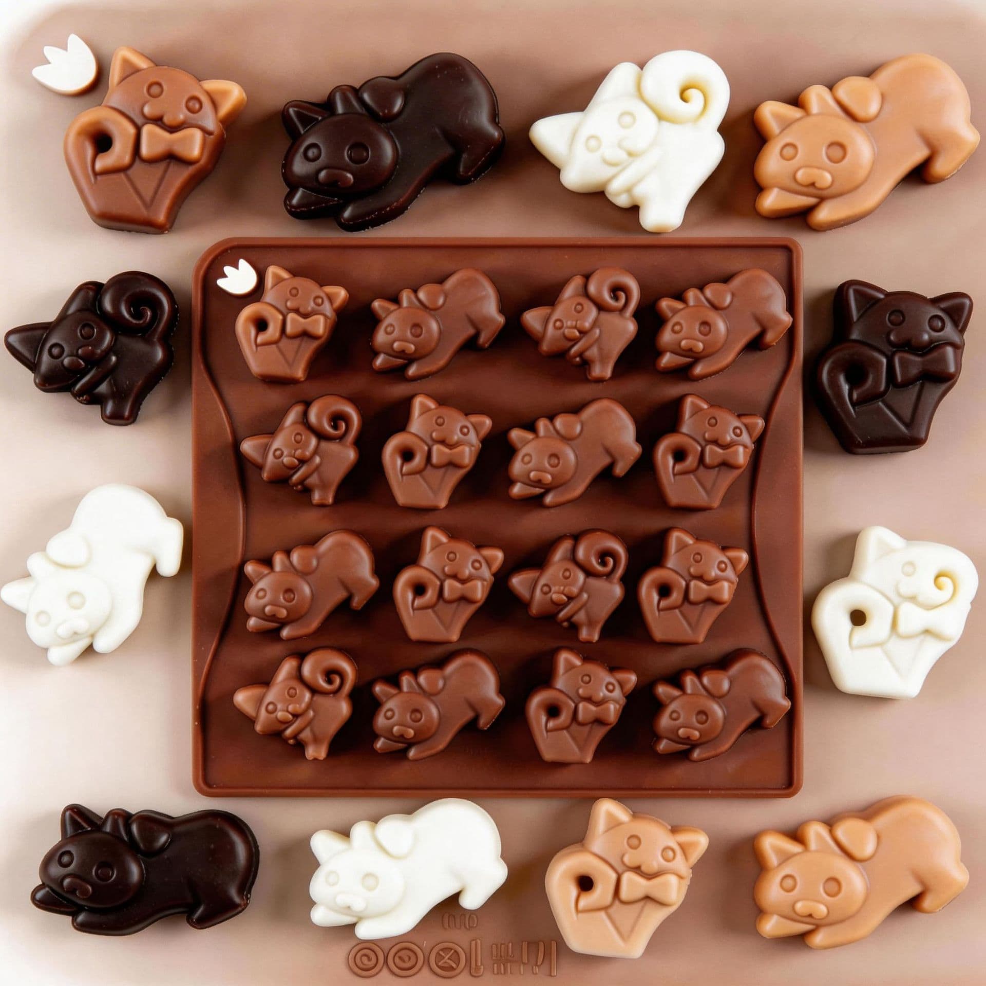 Kitchen Baking Silicone Chocolate Mold Cat Shape 16 Cavities DIY Mold for Chocolate Making And Dessert Decoration