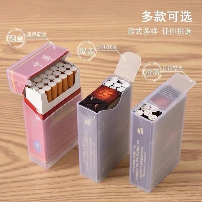 Transparent Plastic Portable Protective Cigarette Case, 20-Cigarette Slim Edition, Anti-Crush, Waterproof, Hard and Soft Cigarette Shell