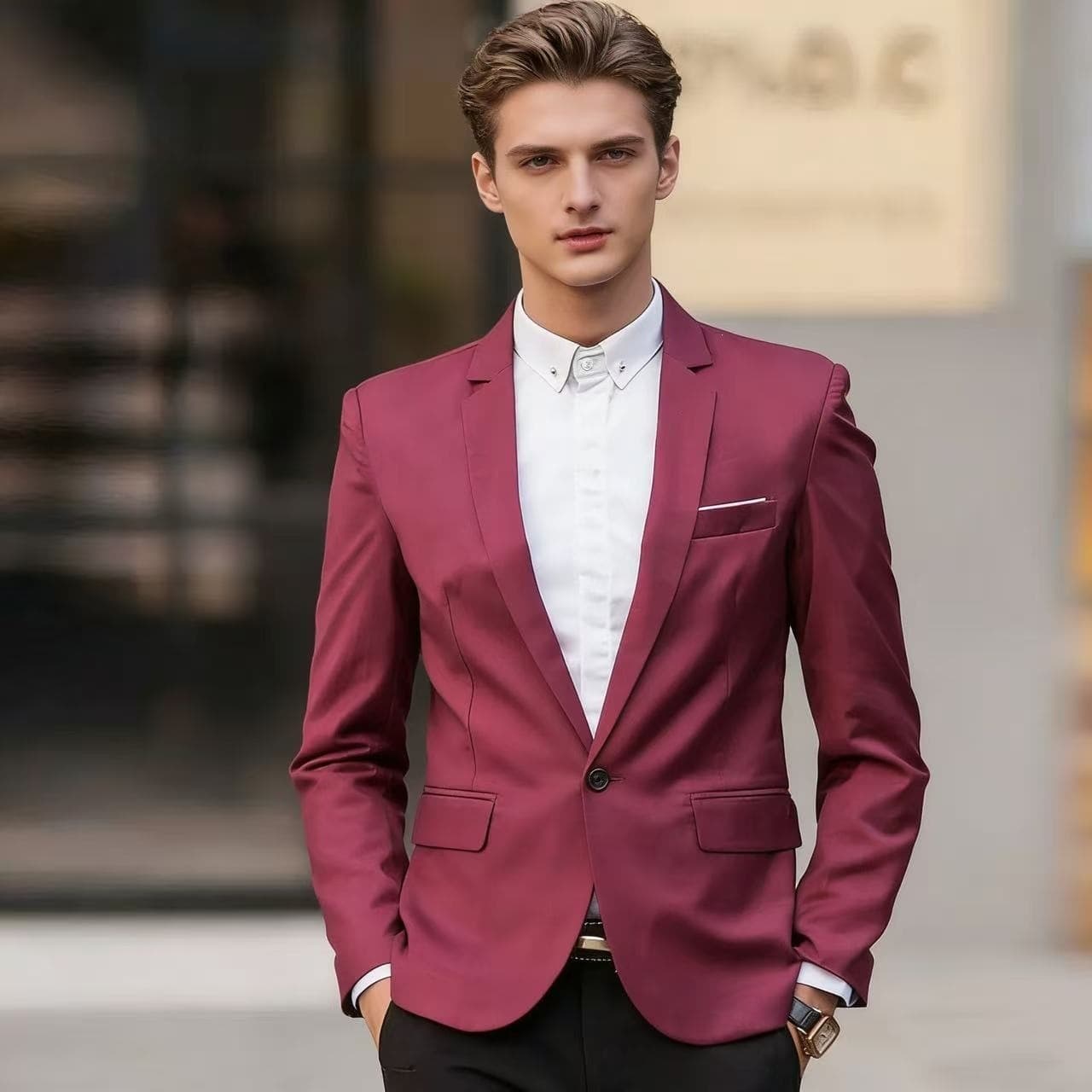 Cross-border foreign trade AliExpress men's casual single suit men Korean version youth fashion business casual suit jacket men