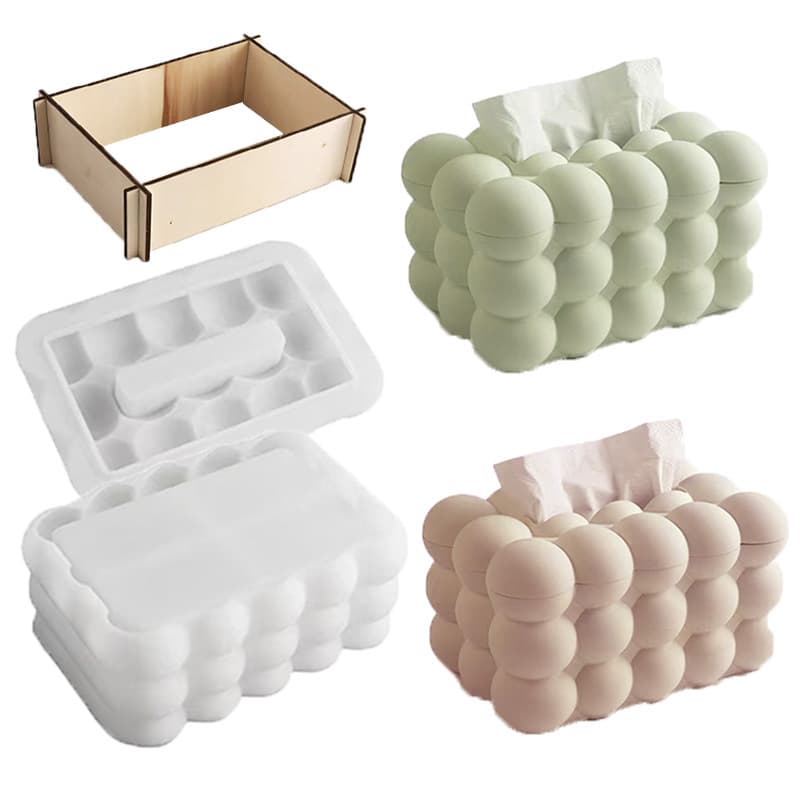 diy glue gypsum cement paper box storage mold bead bubble tissue storage box silicone mold