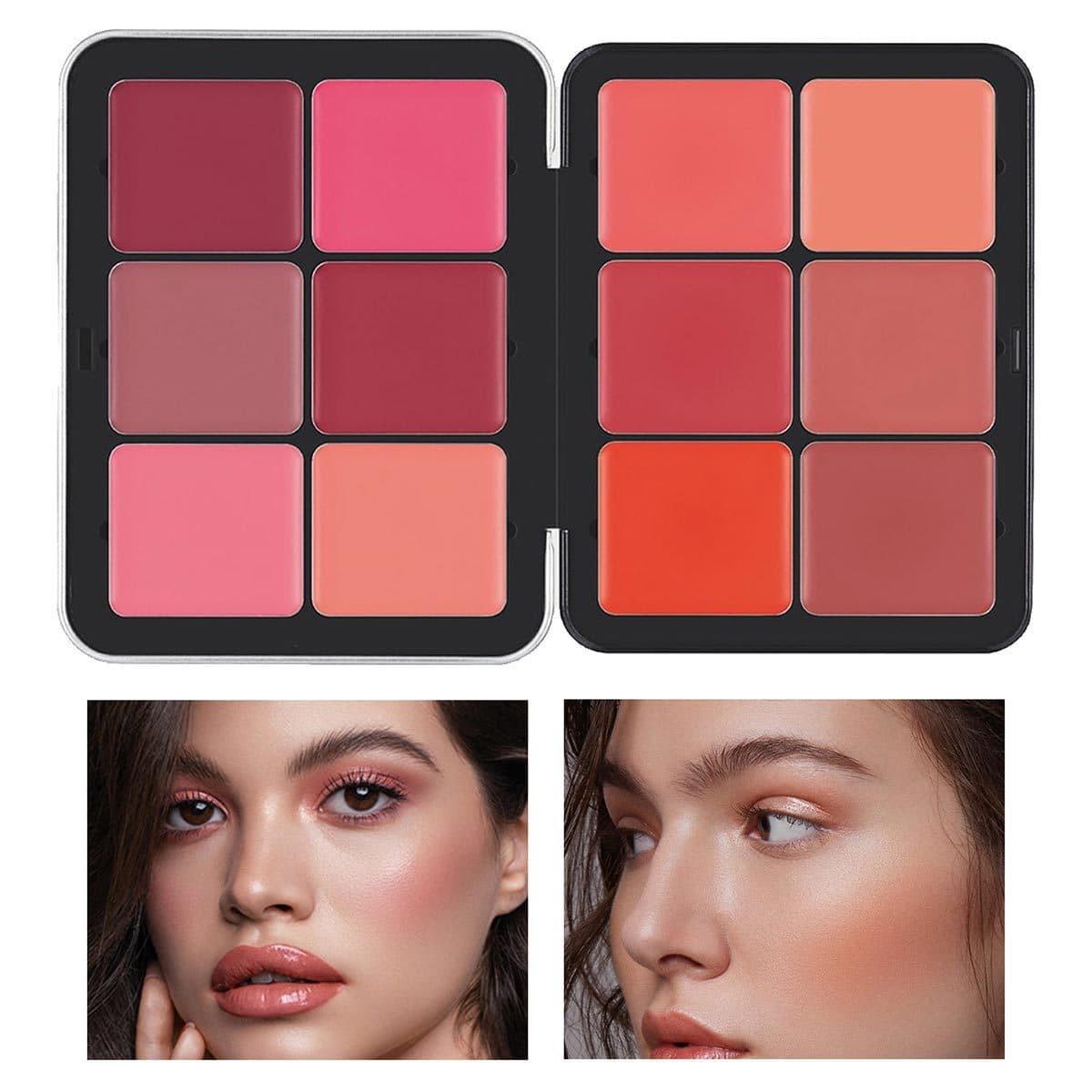 Cross-border Temu Amazon 12-Color Iron Box Blush Palette Matte Long-Lasting Concealer Shimmer Highlighting Multi-Color Blush Cream