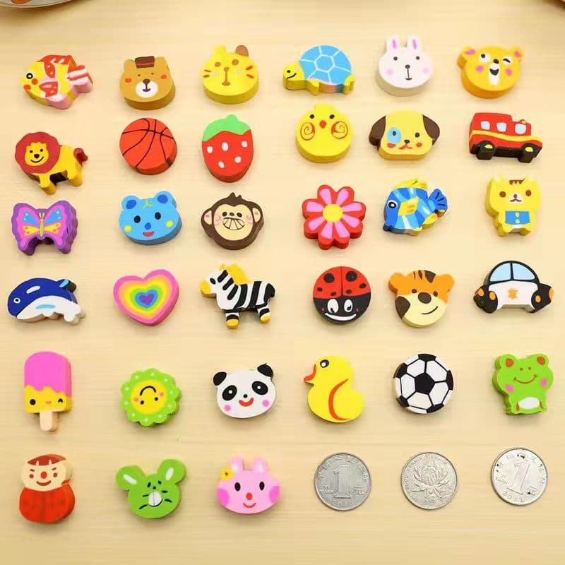 Random Cartoon Eraser Learning Supplies Creative Stationery for Kids Elementary School Student Prize Kindergarten Gift Eraser