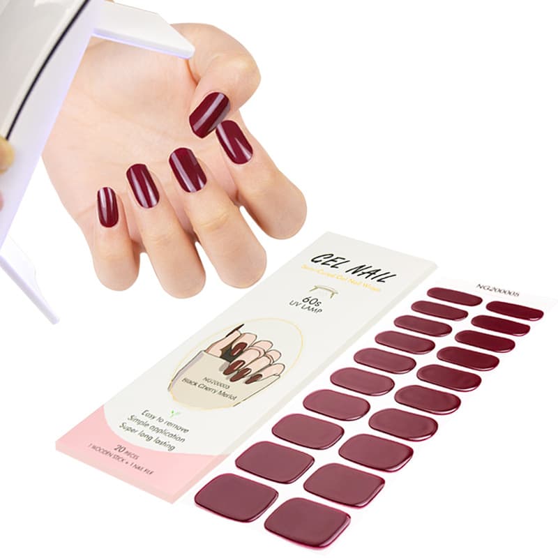 Customized Semi-Cured Manicure Stickers Korean Gel Pure Color Nail Stickers Nail Polish Glue Semi-Baked Manicure Stickers Factory Customization