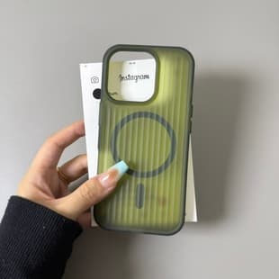 Premium Pine Needle Green for iPhone 17 Frosted Magnetic Phone Case for Apple 16 Pro Max Corrugated Protective Cover