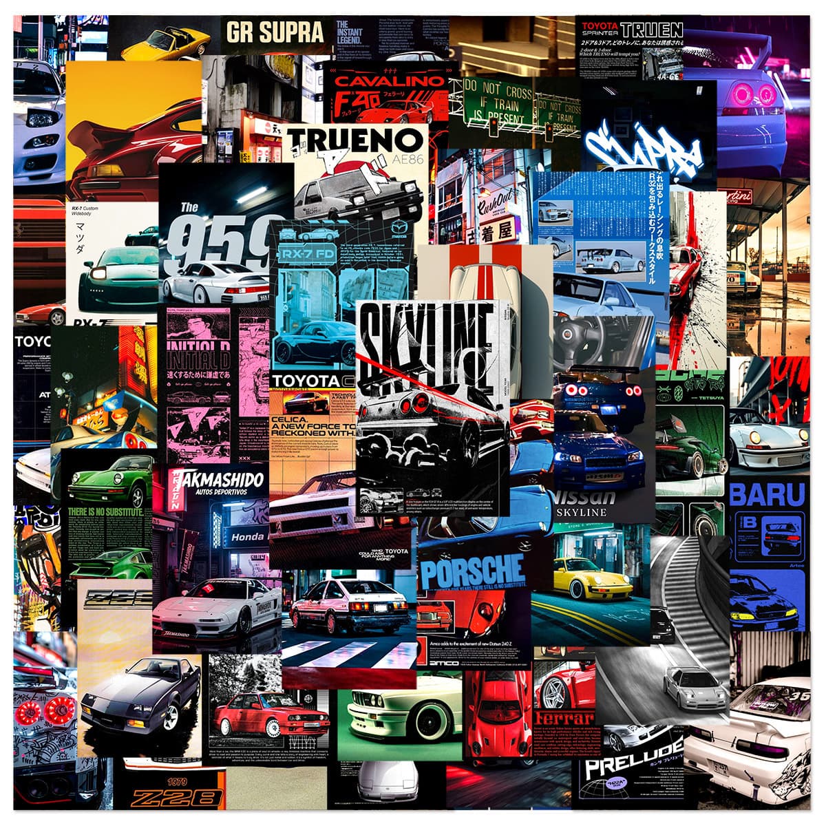 50-Piece Cool Racing Sea Crow Stickers, Waterproof Decals for Phone Cases, Laptops, Luggage, Motorcycle Helmets