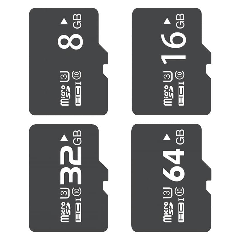 Dashcam memory cards (TF cards, 8GB, 16GB, 32GB, 64GB); Camera memory cards (C10 high-speed memory cards).