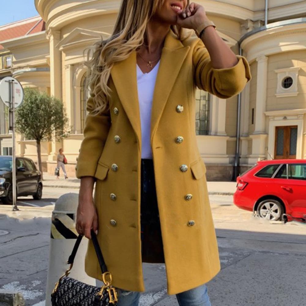 2023 Autumn/Winter Women's New Coat Long Wool Suit Collar Multi-Button Amazon Women's Clothing Cross-Border