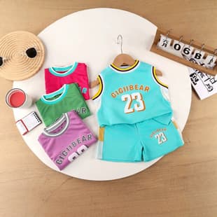 Boys & Girls Summer Mesh Jersey Set 2026 New, Children's Thin Sport Vest Set, Middle & Small Kids Sportswear