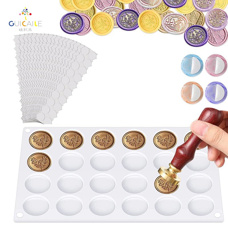 24-Link Round Sealing Wax Stamp Silicone Mold Set Cylindrical Cake Chocolate Drip Glue Stamp Sticker Set Baking Tools