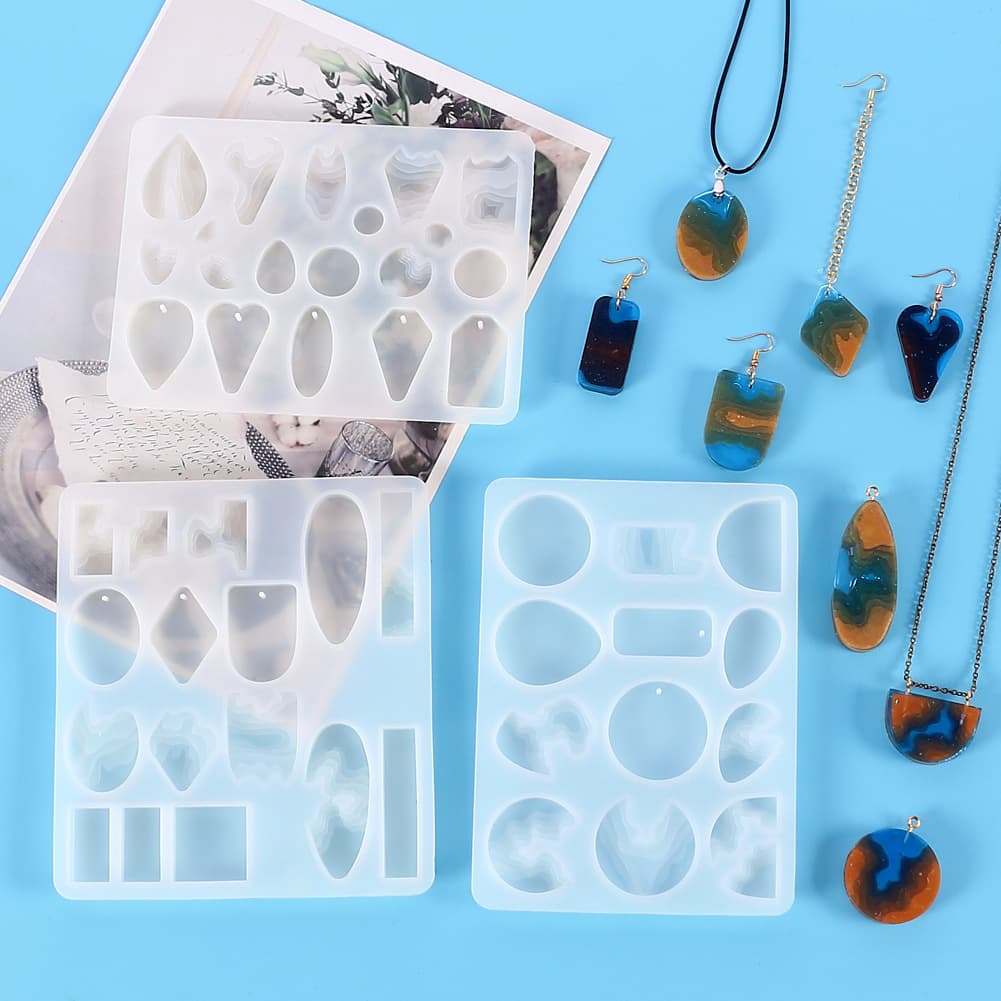 DIY Crystal Resin Island Earring Pendant Set Resin Mold Island Earring Accessories Pendant Silicone Mold