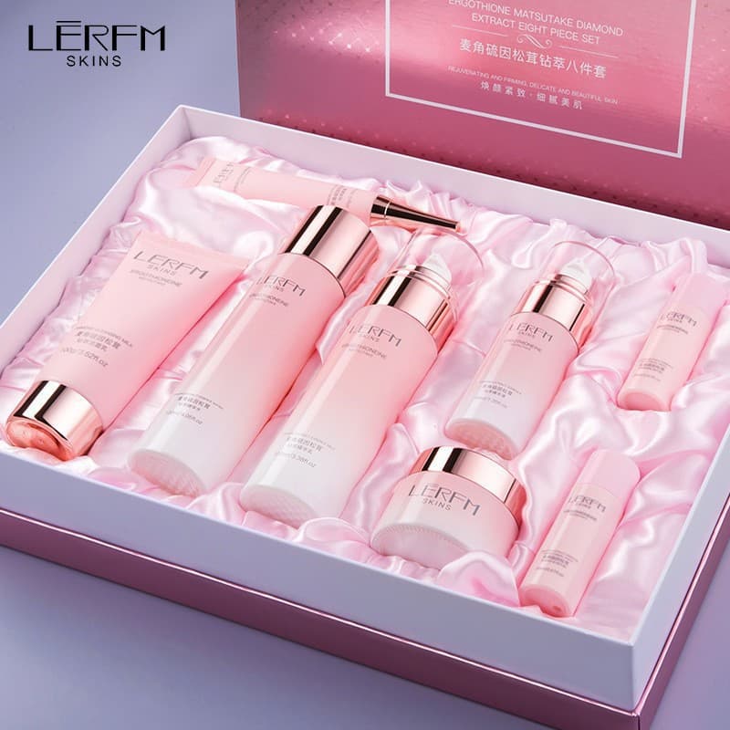 Lanifangco Ergothioneine Matsutake Diamond Extract Eight-piece Set + Lipstick + Air Cushion + Facial Mask Set Skin Care Products Manufacturer