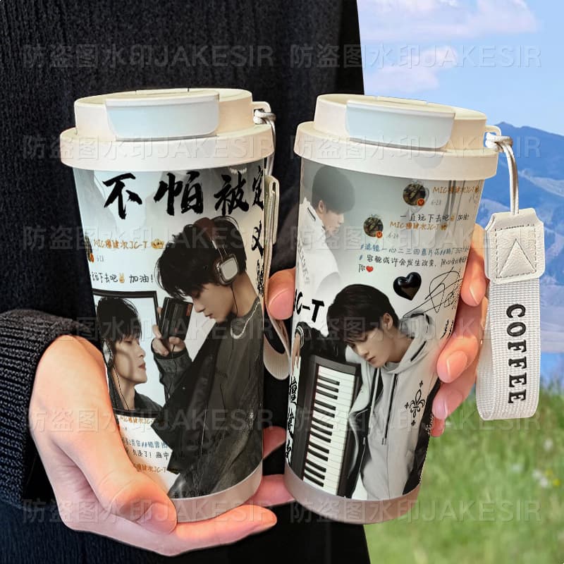 Yan Tan Jianci Support Merch Thermos Cup 316 Stainless Steel Large Capacity Straw Water Bottle Car Coffee Cup for Men and Women