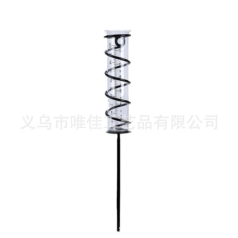 In-stock Garden Stake Spiral Rain Gauge Transparent Glass Tube Rain Gauge 5-inch Lawn Precipitation Meter
