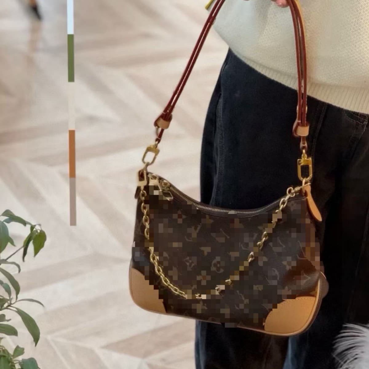 Cross-border original standard 163 chip transcoding L croissant bag V armpit bag chain bag genuine leather shoulder crossbody bag