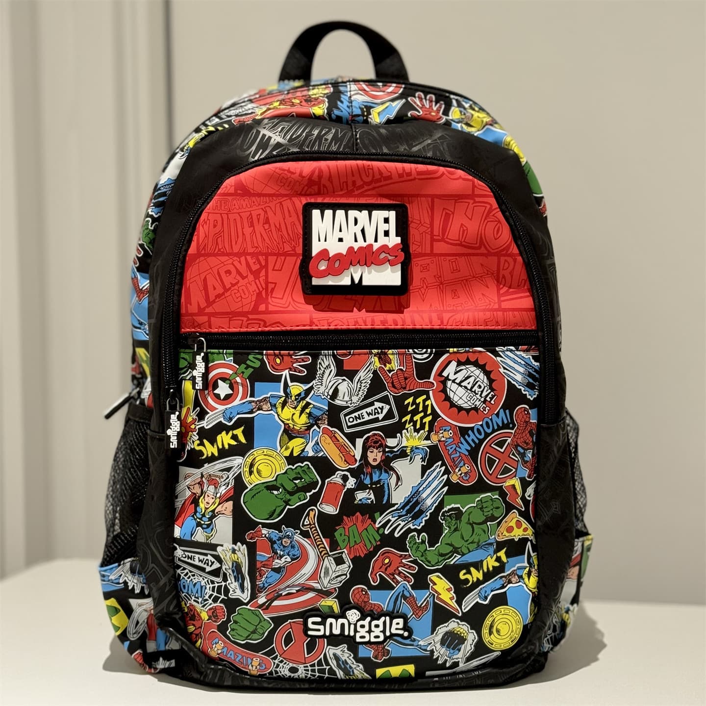 Australian Smiggle Backpack for Grades 1-6 Students, Red Marvel Hero Stress-Relief Backpack, Multifunctional World Design