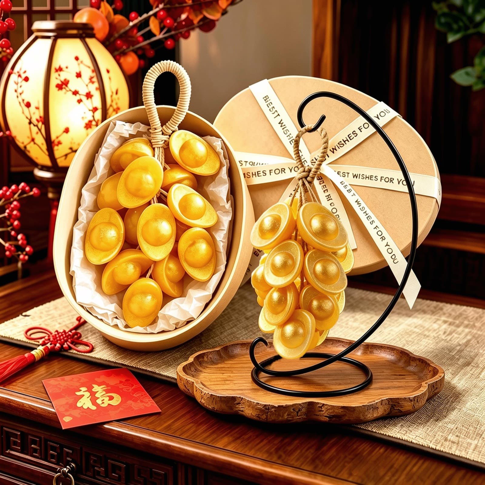 Fortune Gold Ingot Handmade Soap Gift Box Creative Aromatherapy Soap Hanging Ornament Gift for Teacher's Day, Mid-Autumn Festival, Birthday